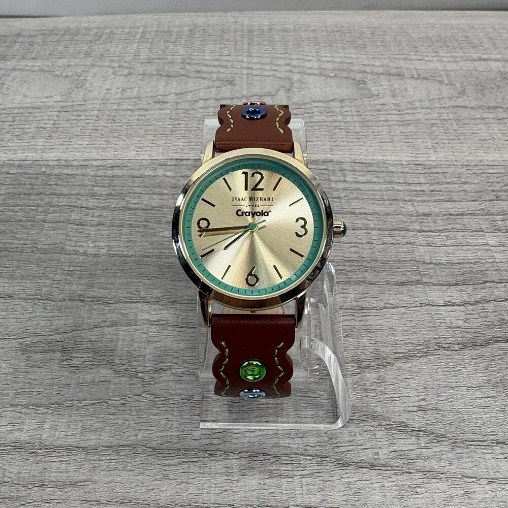 Isaac Mizrahi x Crayola Designer Watch - Gold Tone & Colorful Grommet Leather - Picture 2 of 11